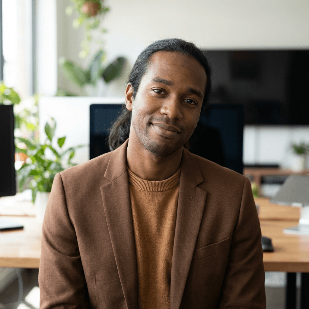 James Whitfield, office manager, in professional attire